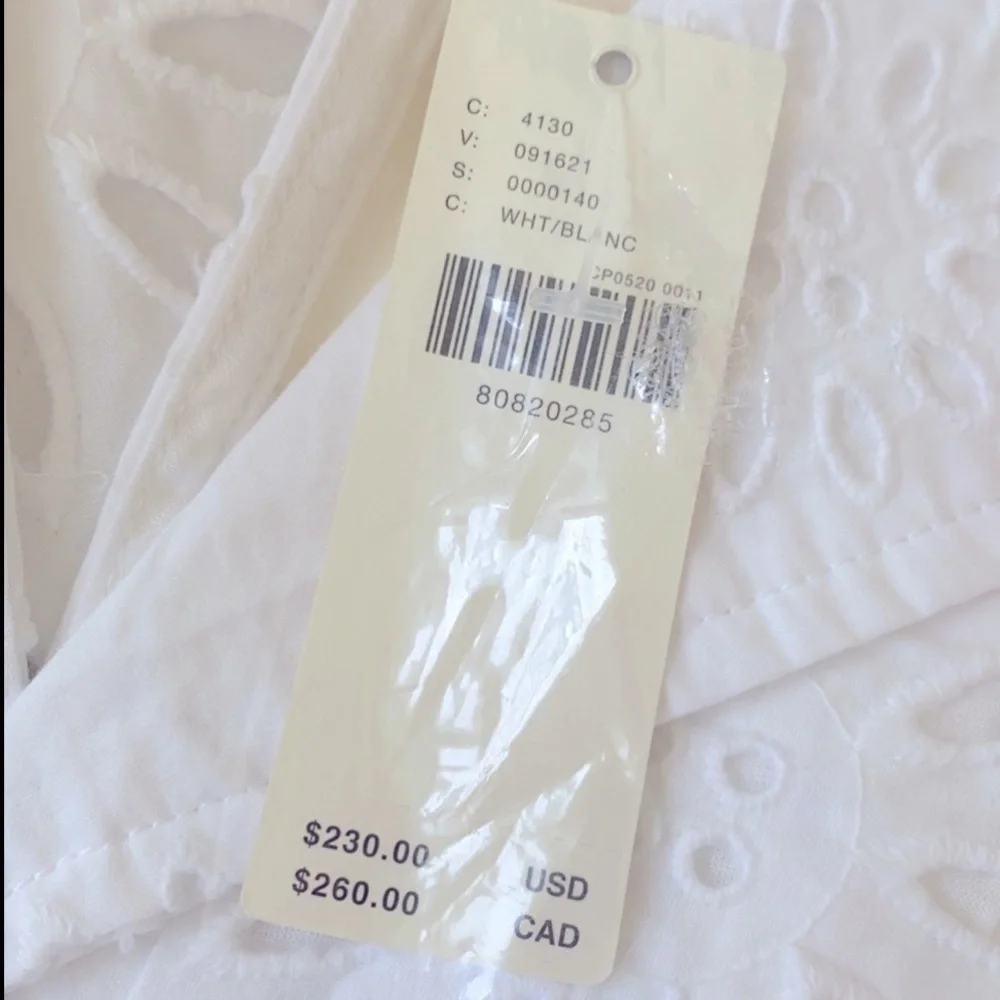 Maeve By Anthropologie Eyelet Shirt Dress White Summer Button Up Front - Picture 4 of 6